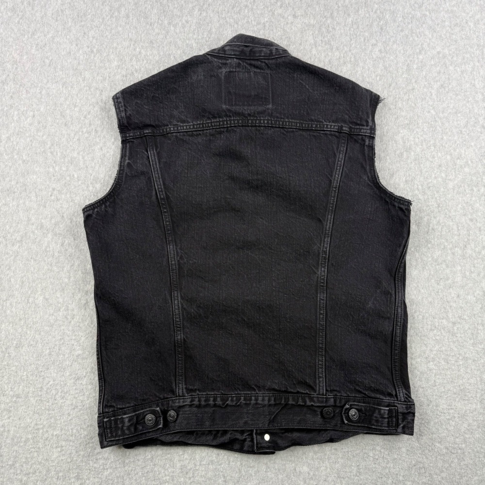 Levis Premium Vest Mens Large Black Trucker Big E Sleeveless Type 3 Jacket - Picture 4 of 10